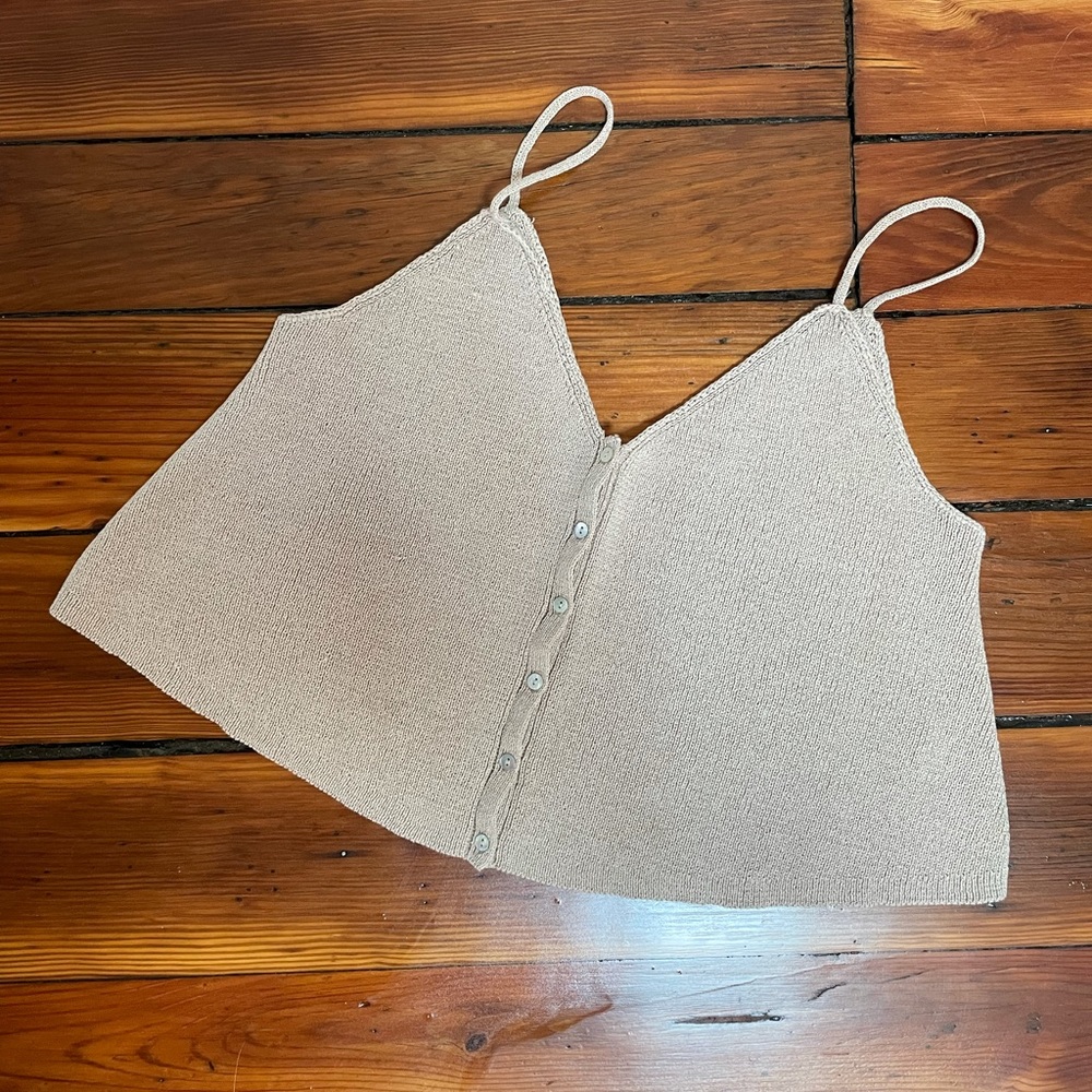 INTERMIX linen blend crop camisole, S